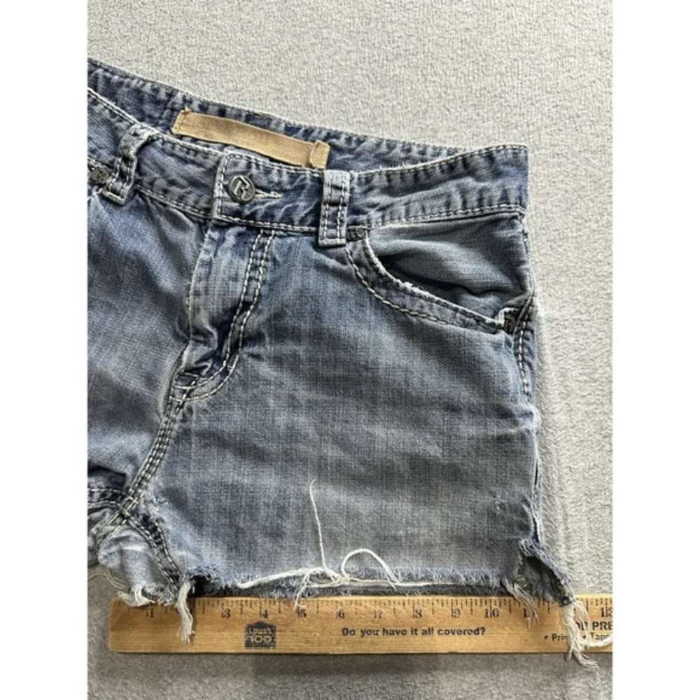 Rock &‎ Roll Cowboy Shorts Womens 32 Blue Denim Distressed Frayed Western